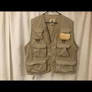 Sportfisher Fishing Vest Khaki 9 Pockets Size L/XL